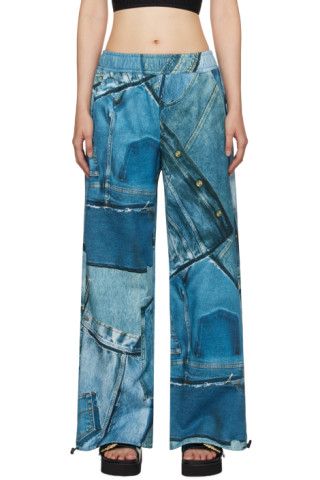Blue Trompe L'œil Lounge Pants by Versace Jeans Couture on Sale