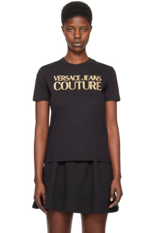 Versace Jeans Couture square emblem backprint t-shirt in black