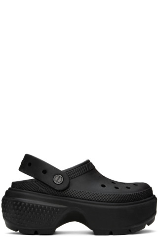Black Stomp Clogs by Crocs on Sale