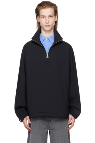 【関税込み】Solid Homme ネイビー ハーフジップ プルオーバー 241221M202001_1.jpg