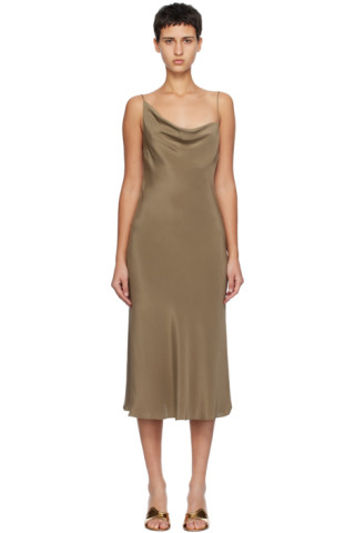 【関税込み】Silk Laundry シルバー Carrie ミディアムドレス Silk Laundryのカーキ Carrie ミディアムドレスがセール中