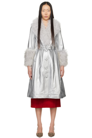 Saks Potts: Silver Foxy Shearling Coat | SSENSE