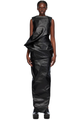 【関税込み】Rick Owens ブラック デニム Elipse マキシドレス Rick Owensのブラック デニム Elipse マキシドレスがセール中