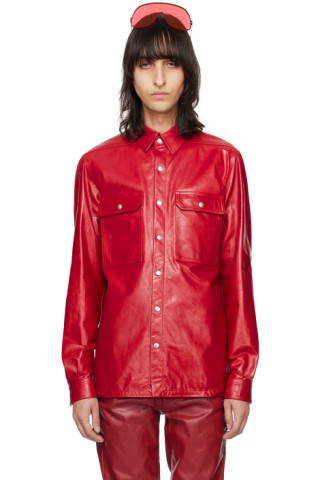 関税送料込★RICK OWENS☆Officierオフィシエ レザー ジャケット Rick Owensのレッド Outershirt レザージャケットがセール中