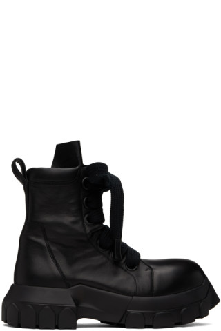 Rick Owens: Black Jumbo Laced Bozo Tractor Boots | SSENSE Rick Owens: Black Jumbo Laced Bozo Tractor Boots | SSENSE