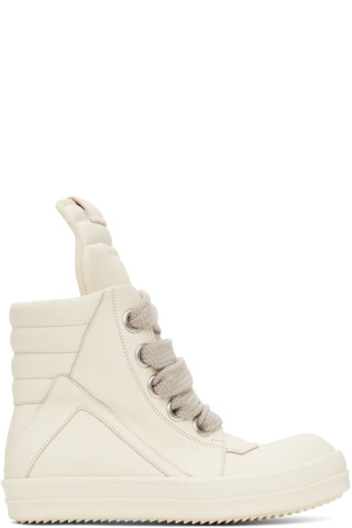 Rick Owens: オフホワイト Jumbo Laced Geobasket スニーカー ...