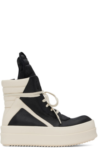 Rick Owens: ブラック＆オフホワイト Mega Bumper Geobasket ...