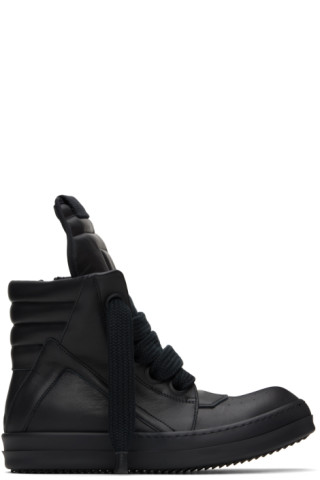 Black Jumbo Laced Geobasket Sneakers by Rick Owens on Sale Black Jumbo Laced Geobasket Sneakers by Rick Owens on Sale