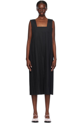 tao: Robe midi noire à plis plats | SSENSE France