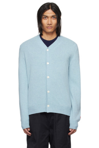 COMME des GARÇONS PLAY: Blue Heart Patch Cardigan | SSENSE