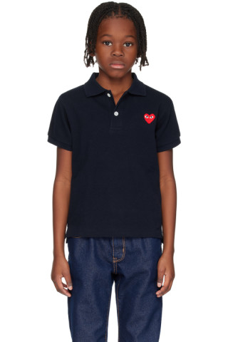 PLAY COMME DES GARÇONS NAVY POLO Comme des Garçons PLAY - Polo Shirt With Red Emblem in Navy