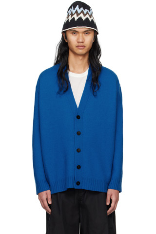 Jil Sander: Blue Buttoned Cardigan | SSENSE