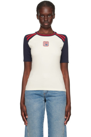 【関税込み】Balmain オフホワイト Retro PB Tシャツ Balmainのオフホワイト Retro PB Tシャツがセール中