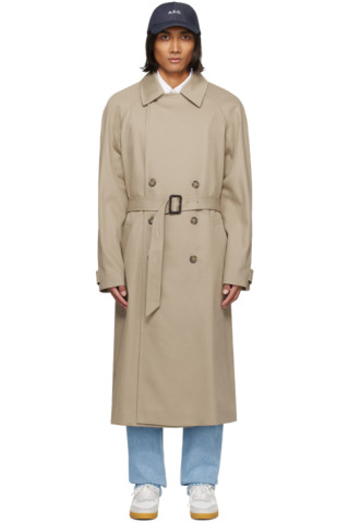 A.P.C.: Beige Lou Trench Coat | SSENSE