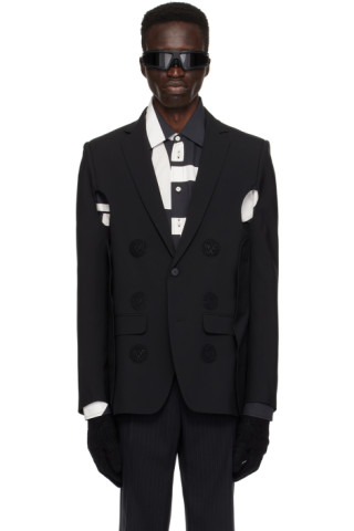 Walter Van Beirendonck: ブラック Star テーラードジャケット Walter Van Beirendonck: ブラック Star テーラードジャケット