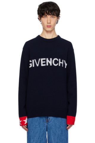 Givenchy: Navy Jacquard Sweater