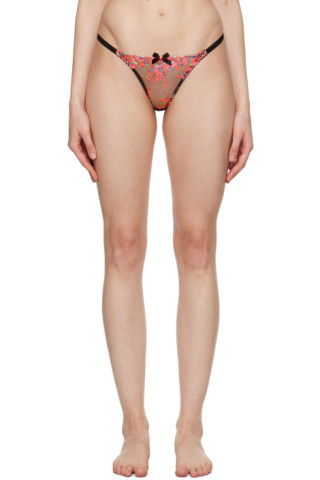 Agent Provocateur Lexx Floral-embroidered Sheer Thong in Natural