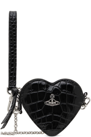 Vivienne Westwood クロコ型押し カーフスキン ポーチ ブラック 241314F045008_1.jpg
