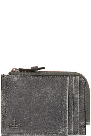 Vivienne Westwood - Gray Distressed Zip Card Holder