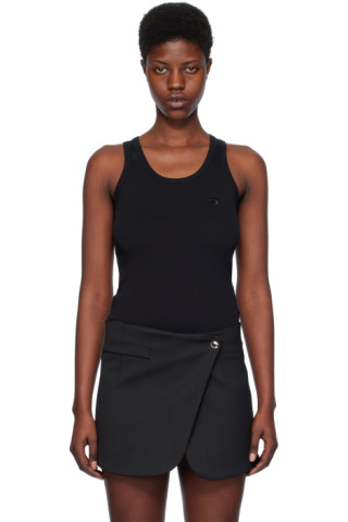 BLACK ASYMMETRICAL TANK TOP