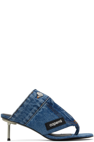 Coperniのブルー デニム オープン トングヒール サンダルがセール中