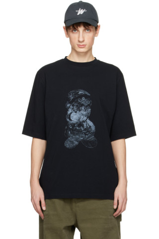 【関税込み】We11done ブラック オーバーダイ Tシャツ 241327M213046_1.jpg