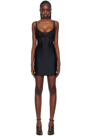 【関税込み】Mugler ブラック Corseted ミニドレス Muglerのブラック Corseted ミニドレスがセール中