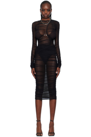 【関税込み】Mugler ブラック シア ミディアムドレス Muglerのブラック シア ミディアムドレスがセール中