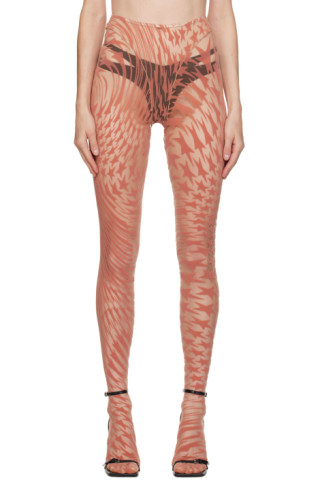 【関税込み】Mugler ピンク フロック レギンス Muglerのピンク フロック レギンスがセール中