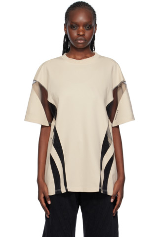 Mugler: Beige Illusion T-Shirt | SSENSE