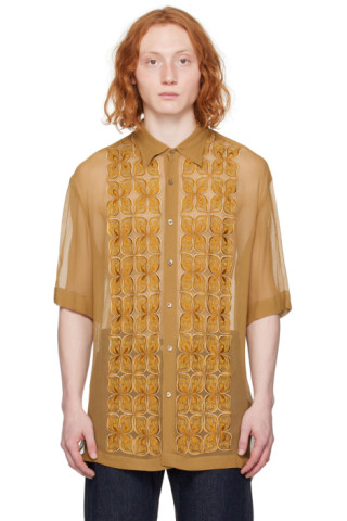 Dries Van Noten 刺繍シルクシャツは Silk short sleeve shirt - Spring-Summer Men | Dries Van Noten