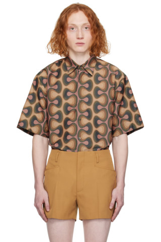男女兼用！dries van noten グラフィックプリントとシャツ ドリス ヴァン ノッテン グラフィック プリント ストライプ シャツ