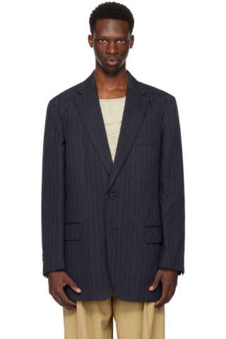 Dries Van Notenのネイビー ルーズフィット テーラードジャケットが