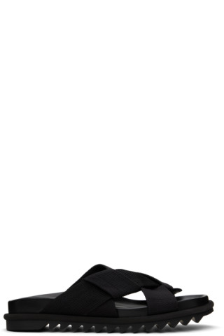 【関税込み】Dries Van Noten ブラック クリスクロス サンダル Black Criss-Crossing Sandals by Dries Van Noten on Sale