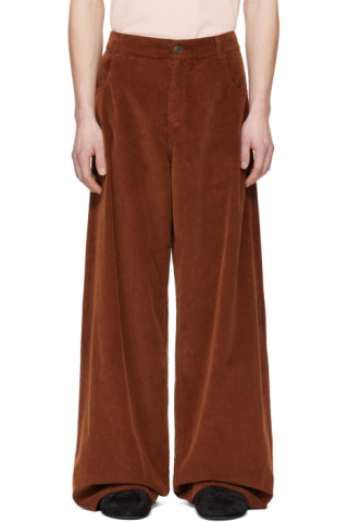 ZARA BROWN HIGH RISE - FULL LENGTH - WIDE LEG BROWN CORDUROY PANTS!