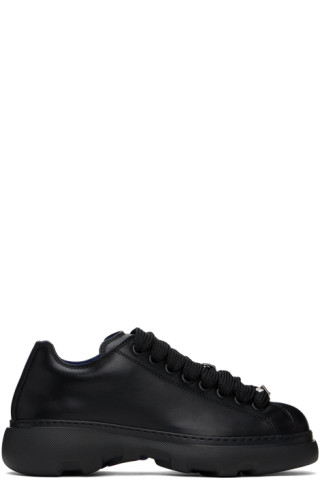 BURBERRY★素敵!RANGER BLACK LEATHER LACE UP SNEAKERS Black Leather Ranger Sneakers by Burberry on Sale