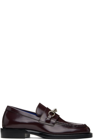 【関税込み】Burberry パープル レザー Barbed ローファー Purple Leather Barbed Loafers by Burberry on Sale