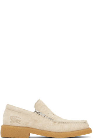 【関税込み】Burberry ベージュ スエード Chance ローファー Beige Suede Chance Loafers by Burberry on Sale