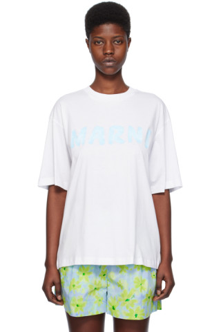 Marni: White Printed T-Shirt | SSENSE Canada