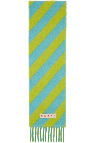 【関税込み】Marni SSENSE限定 グリーン&ブルー マフラー SSENSE Exclusive Green & Blue Scarf by Marni on Sale