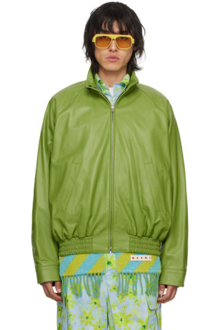 Marni - Green Band Collar Leather Jacket