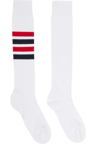 Thom Browne: White Striped Socks | SSENSE