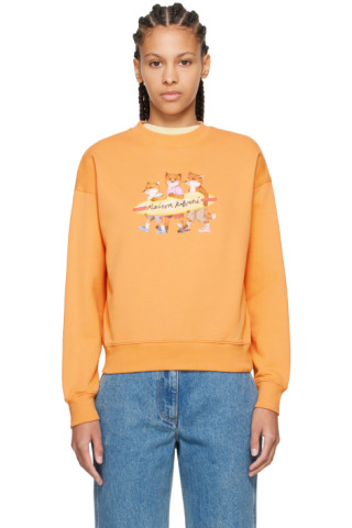 Maison Kitsunéのオレンジ サーフィンフォックス スウェット Maison Kitsunéのオレンジ サーフィンフォックス スウェット