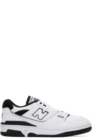 New Balance: White & Black BB550 Sneakers | SSENSE