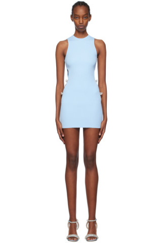 MACH & MACH: Blue Crystal-Cut Minidress | SSENSE