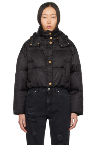 Versace: Black Barocco Down Jacket | SSENSE