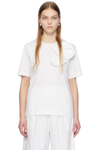 Simone Rocha: White Pressed Rose T-Shirt | SSENSE