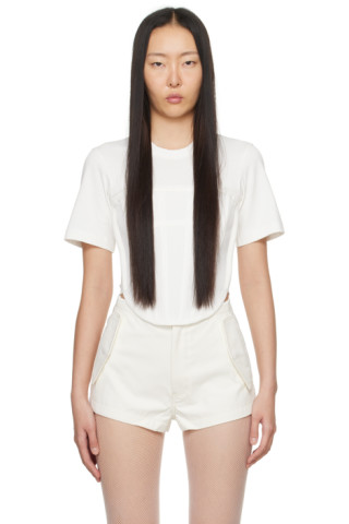 【関税込み】Dion Lee ホワイト コルセット Tシャツ 241417F110006_1.jpg