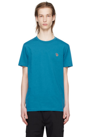 Tee-shirt Homme Bleu Marine Foncé en Coton Bio Logo Zebra