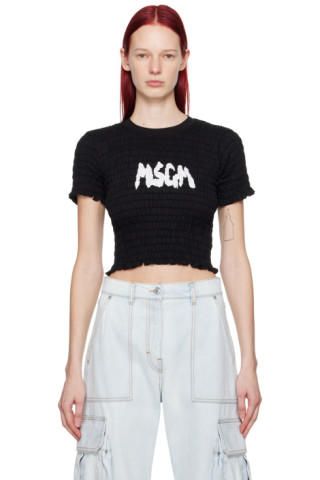 【関税込み】MSGM ブラック シャーリング Tシャツ MSGMのブラック シャーリング Tシャツがセール中
